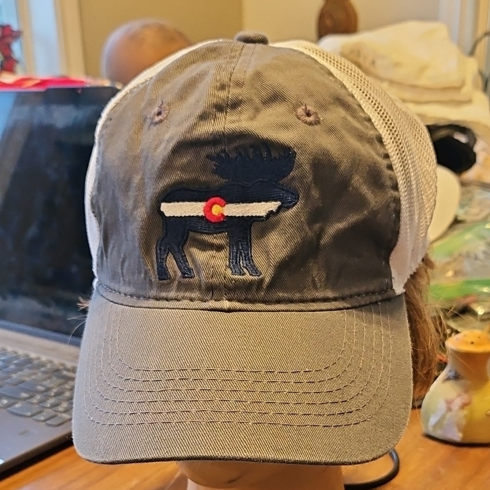 Blue Moose Pizza Vail Beaver Creek Colorado Gray Trucker Hat with Moose Patch